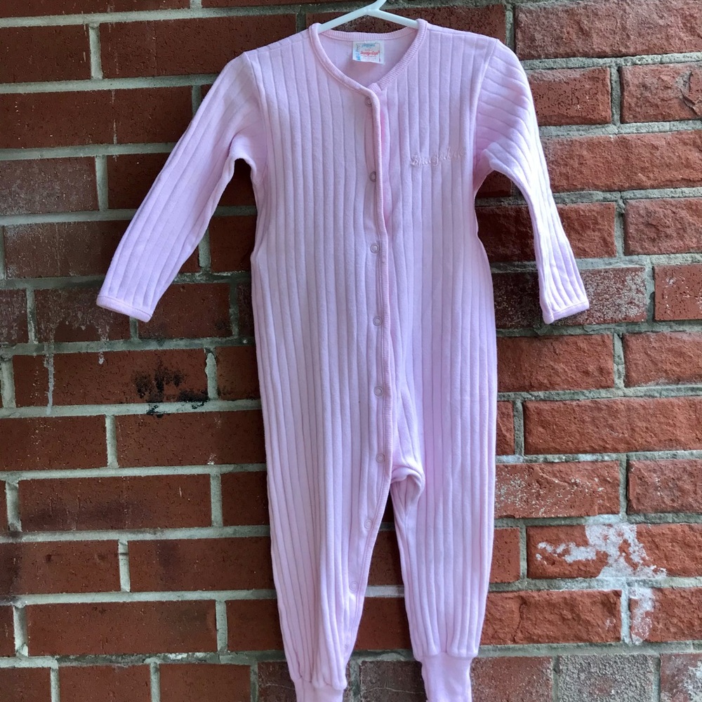 Vintage Snugabye Pink Ribbed Baby / Toddler Sleeper with Convertible Feet